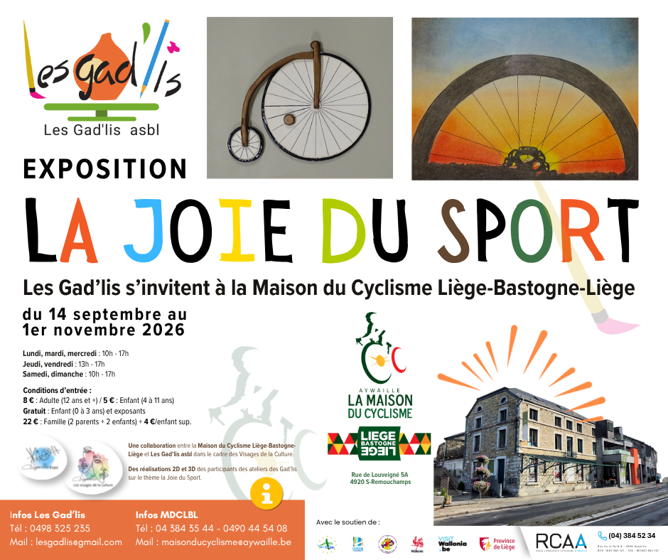Lire la suite à propos de l’article Les oeuvres « sportives » des Gad&rsquo;lis s&rsquo;installent à la Maison du Cyclisme pour un mois et demi